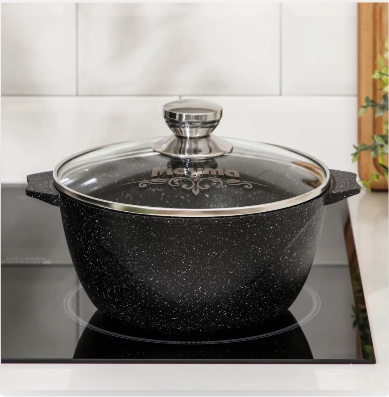 Кастрюля Мечта Гранит Black 4 л антипригарное покрытие стеклянная крышка Кастрюля Мечта Гранит Black 4 л антипригарное покрытие стеклянная крышка
