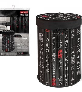 Корзина для белья Valiant Japanese Black с крышкой складная Корзина для белья Valiant Japanese Black с крышкой складная