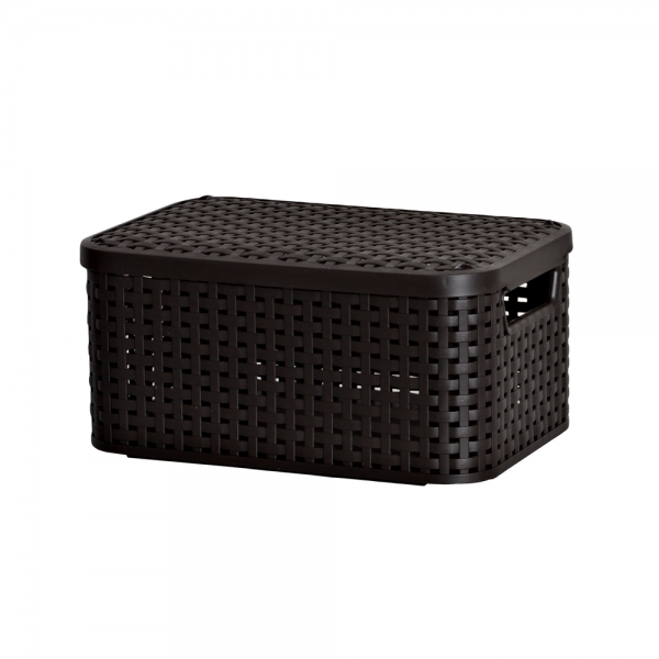 Корзина Curver Rattan Style Box S с крышкой темно-коричневая ' Корзина Curver Rattan Style Box S с крышкой темно-коричневая '