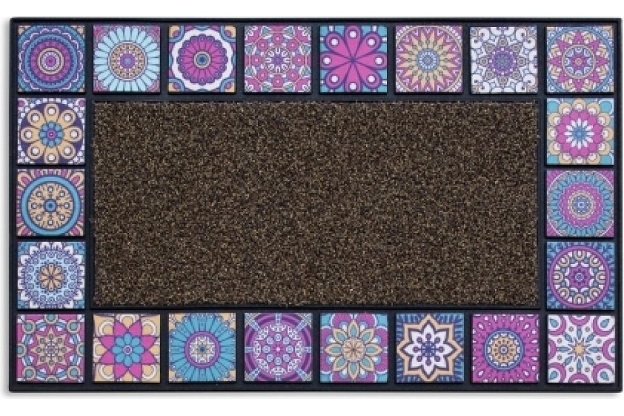 Коврик придверный Attribute Mosaic Quadro 76x45см violet 