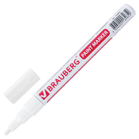 Маркер-краска Brauberg лаковый paint marker 2мм белый без ксилола без запаха Маркер-краска Brauberg лаковый paint marker 2мм белый без ксилола без запаха