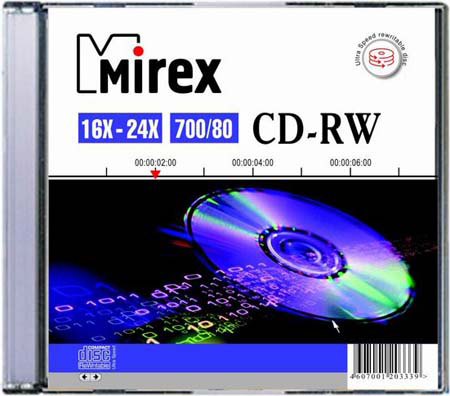 ���� Mirex CD-RW 700mb 16x-24� Slim 80min