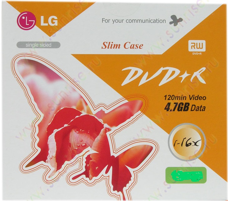 ���� LG DVD+R 4,7Gb 16x Slim 120min