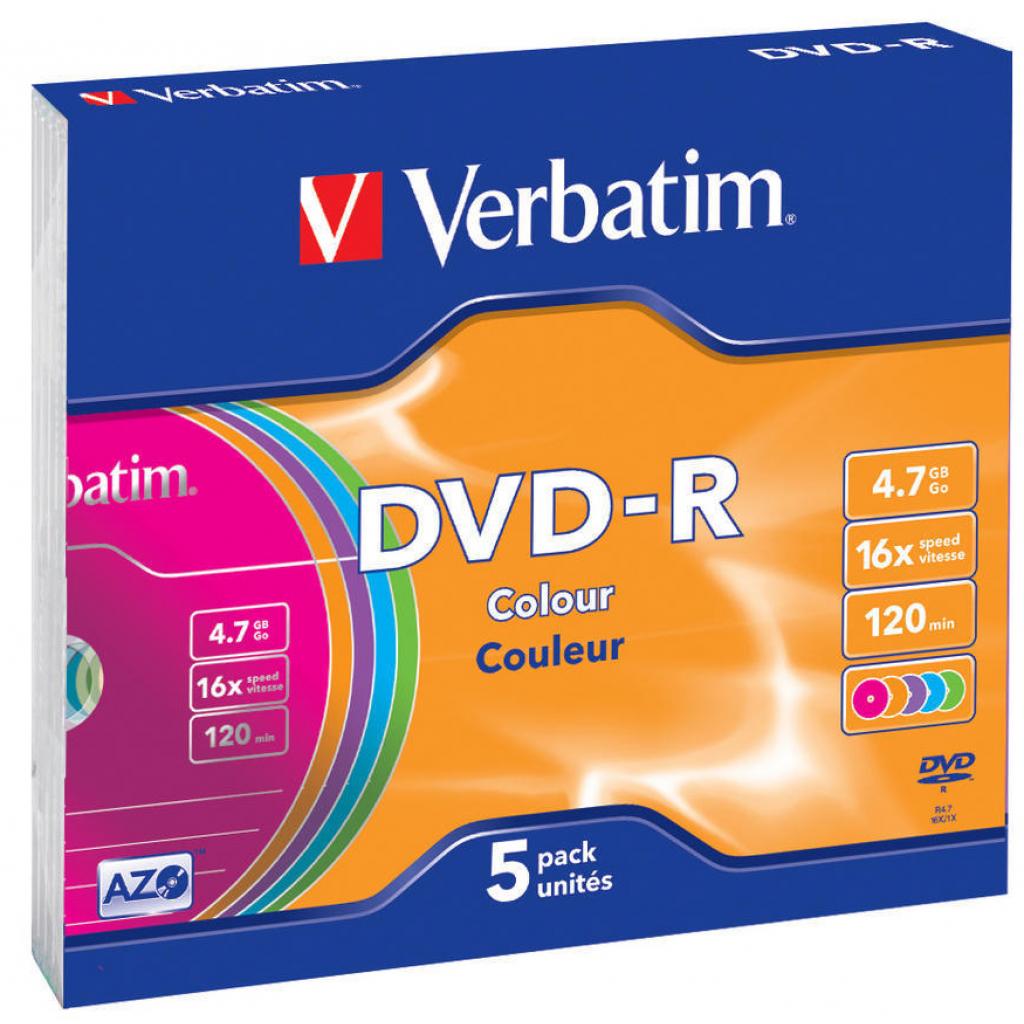 ���� Verbatim DVD-R 4,7Gb 16x Slim 120min Colour 5��
