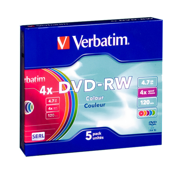 ���� Verbatim DVD-RW 4,7Gb 4x Slim 120min Colour 5��.