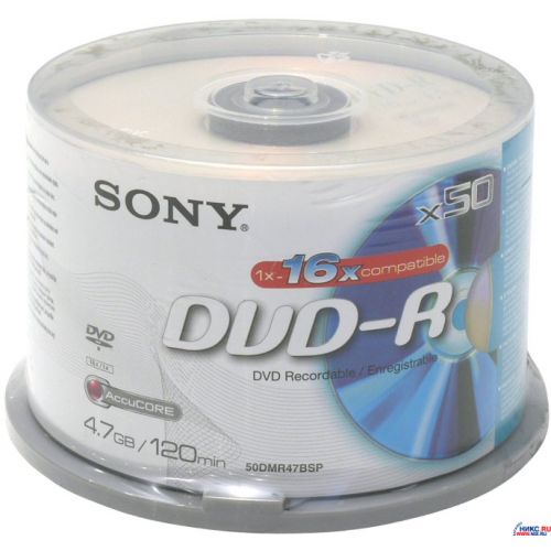 ���� Sony DVD-R 4,7Gb 16x 120min 50��