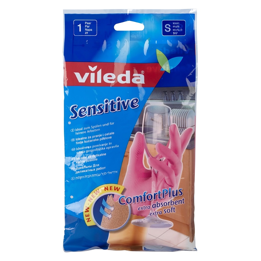 Перчатки хозяйственные Vileda Sensitive S 1 пара Перчатки хозяйственные Vileda Sensitive S 1 пара