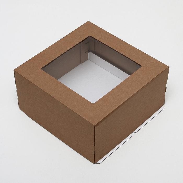 Коробка складная Sima 30x30x15 см с окном крафт Коробка складная Sima 30x30x15 см с окном крафт