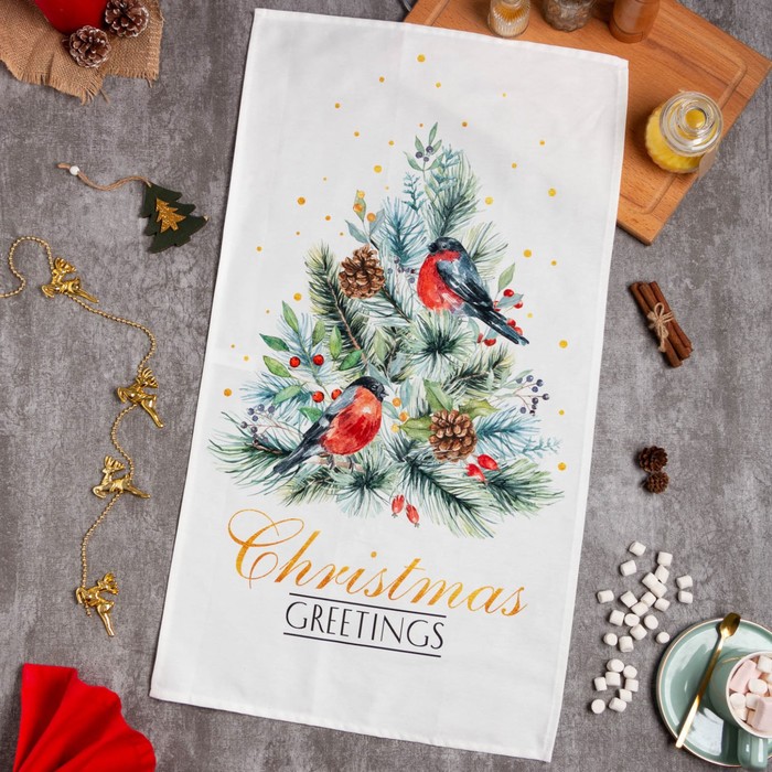 Полотенце кухонное Этель Christmas bells 40x73 см 100%хлопок саржа 190 г/м2 Полотенце кухонное Этель Christmas bells 40x73 см 100%хлопок саржа 190 г/м2