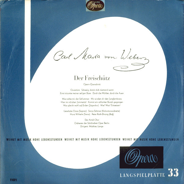 Carl Maria von Weber Der Freischutz Opern-Querschnitt LP/1956/Classical/Germany/Nm