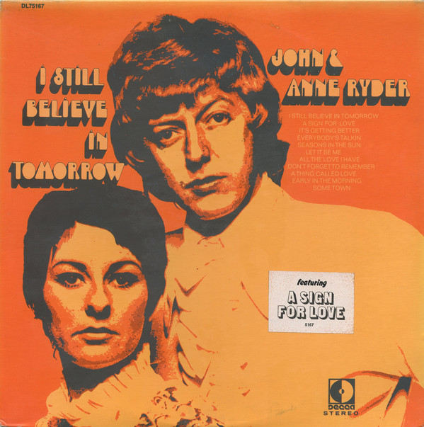 John & Anne Ryder 'I Still Believe In Tomorrow' LP/1969/Pop/US/Nm